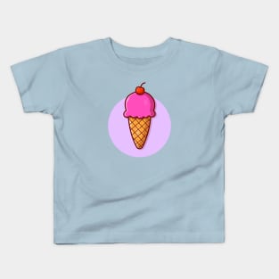 Ice Cream Cone Cartoon Vector Icon Illustration (6) Kids T-Shirt